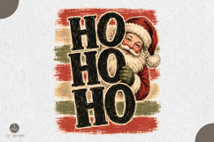 Ho Ho Ho Santa PNG,Vintage Christmas Striped Santa PNG Product Image 1