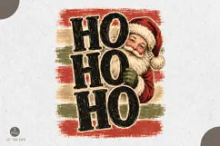 Ho Ho Ho Santa PNG,Vintage Christmas Striped Santa PNG Product Image 1