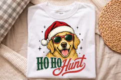Ho Ho Hunt Christmas Dog PNG - Golden Retriever Shirt Product Image 2