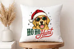 Ho Ho Hunt Christmas Dog PNG - Golden Retriever Shirt Product Image 4