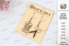 Hobby Drop Earrings Laser Cut . Wooden Earrings SVG Product Image 1