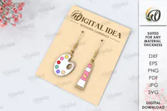 Hobby Drop Earrings Laser Cut . Wooden Earrings SVG Product Image 1