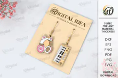 Hobby Drop Earrings Laser Cut . Wooden Earrings SVG Product Image 1