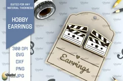 Cinema Earrings Laser Cut Design. Wooden Hobby Earrings SVG Product Image 1