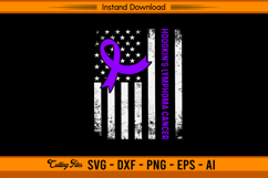 Hodgkin’s Lymphoma Cancer Awareness USA Flag SVG Product Image 1
