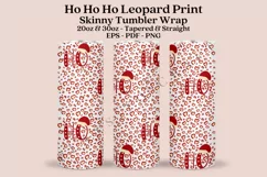 hohoho leopard print skinny tumbler sublimation wrap with high resolution 300 DPI and transparant background perfect for 20oz and 30oz skinny tumbler