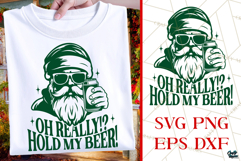 Hold My Beer | Funny Beer Drinking Santa PNG | Christmas SVG Product Image 1
