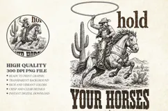 Hold Your Horses Western Cowboy PNG, Retro Horse Design Product Image 1