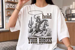 Hold Your Horses Western Cowboy PNG, Retro Horse Design Product Image 3