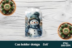 Christmas snowman can holder sublimation design, Christmas snowman can cooler PNG design, can koozie design.