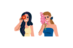 grace holding flower woman vector Product Image 1