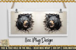 3D Bear Hole In A Wall Mug Wrap, 11oz, 15oz Template 300dpi Product Image 2