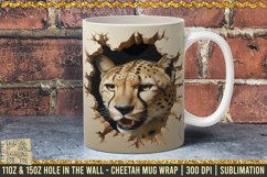 3D Cheetah Hole In A Wall Mug Wrap, 11oz, 15oz Template PNG Product Image 1