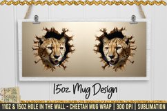 3D Cheetah Hole In A Wall Mug Wrap, 11oz, 15oz Template PNG Product Image 3
