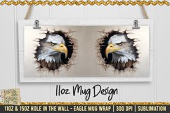 3D Eagle Hole In A Wall Mug Wrap, 11oz, 15oz Template 300dpi Product Image 2