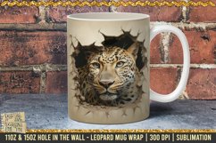 3D Leopard Hole In A Wall Mug Wrap, 11oz, 15oz Template PNG Product Image 1
