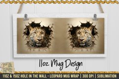 3D Leopard Hole In A Wall Mug Wrap, 11oz, 15oz Template PNG Product Image 2