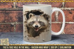 3D Raccoon Hole In A Wall Mug Wrap, 11oz 15oz Template PNG Product Image 1