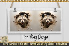 3D Raccoon Hole In A Wall Mug Wrap, 11oz 15oz Template PNG Product Image 2
