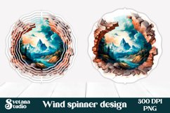 3d hole wind spinner | Wind spinner forest mountains PNG Product Image 1