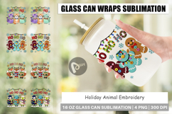 Holiday Animal Embroidery Glass Can Product Image 1