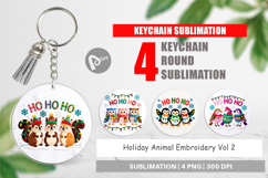 Holiday Animal Embroidery Keychain Product Image 1