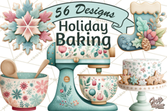 Holiday Baking PNG, Watercolor Christmas Kitchen Clipart Product Image 1