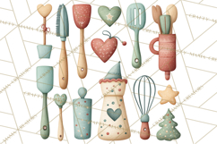 Holiday Baking PNG, Watercolor Christmas Kitchen Clipart Product Image 4