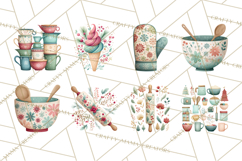Holiday Baking PNG, Watercolor Christmas Kitchen Clipart Product Image 4