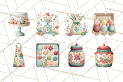 Holiday Baking PNG, Watercolor Christmas Kitchen Clipart Product Image 6