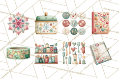 Holiday Baking PNG, Watercolor Christmas Kitchen Clipart Product Image 8