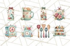 Holiday Baking PNG, Watercolor Christmas Kitchen Clipart Product Image 7