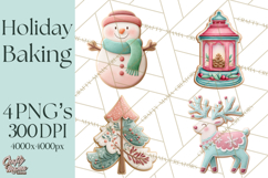 Holiday Baking PNG, Watercolor Christmas Kitchen Clipart Product Image 1