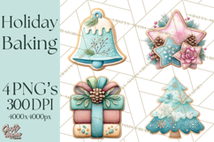 Holiday Baking PNG, Watercolor Christmas Kitchen Clipart Product Image 1