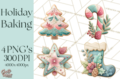Holiday Baking PNG, Watercolor Christmas Kitchen Clipart Product Image 1