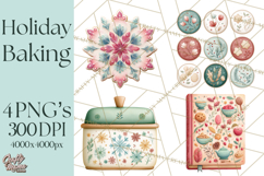 Holiday Baking PNG, Watercolor Christmas Kitchen Clipart Product Image 1