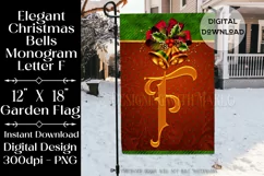 Monogram F 12x18 Christmas Golden Bells Garden Flag Design Product Image 1