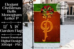 Monogram P 12x18 Christmas Golden Bells Garden Flag Design Product Image 1
