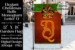 Monogram Q 12x18 Christmas Golden Bells Garden Flag Design Product Image 1