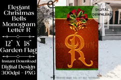 Monogram R 12x18 Christmas Golden Bells Garden Flag Design Product Image 1