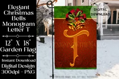 Monogram T 12x18 Christmas Golden Bells Garden Flag Design Product Image 1