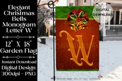 Monogram W 12x18 Christmas Golden Bells Garden Flag Design Product Image 1