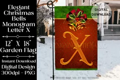 Monogram X 12x18 Christmas Golden Bells Garden Flag Design Product Image 1