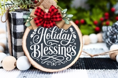 Holiday Blessings Round Door Sign Svg Product Image 2