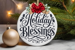 Holiday Blessings Round Door Sign Svg Product Image 3