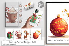 Holiday Cartoon Delights Digital Paper Product Image 1