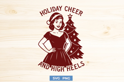Holiday Cheer and High Heels SVG Retro Christmas Woman PNG Product Image 1