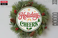 Holiday Cheers SVG | Christmas Round Sign SVG | Xmas SVG Product Image 1