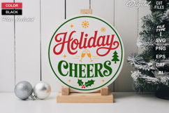 Holiday Cheers SVG | Christmas Round Sign SVG | Xmas SVG Product Image 2