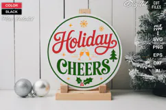 Holiday Cheers SVG | Christmas Round Sign SVG | Xmas SVG Product Image 2